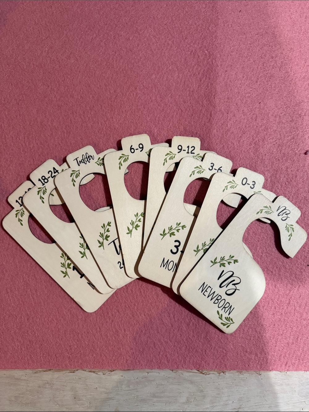 Wooden Baby Closet Dividers - Neutral Green Accent